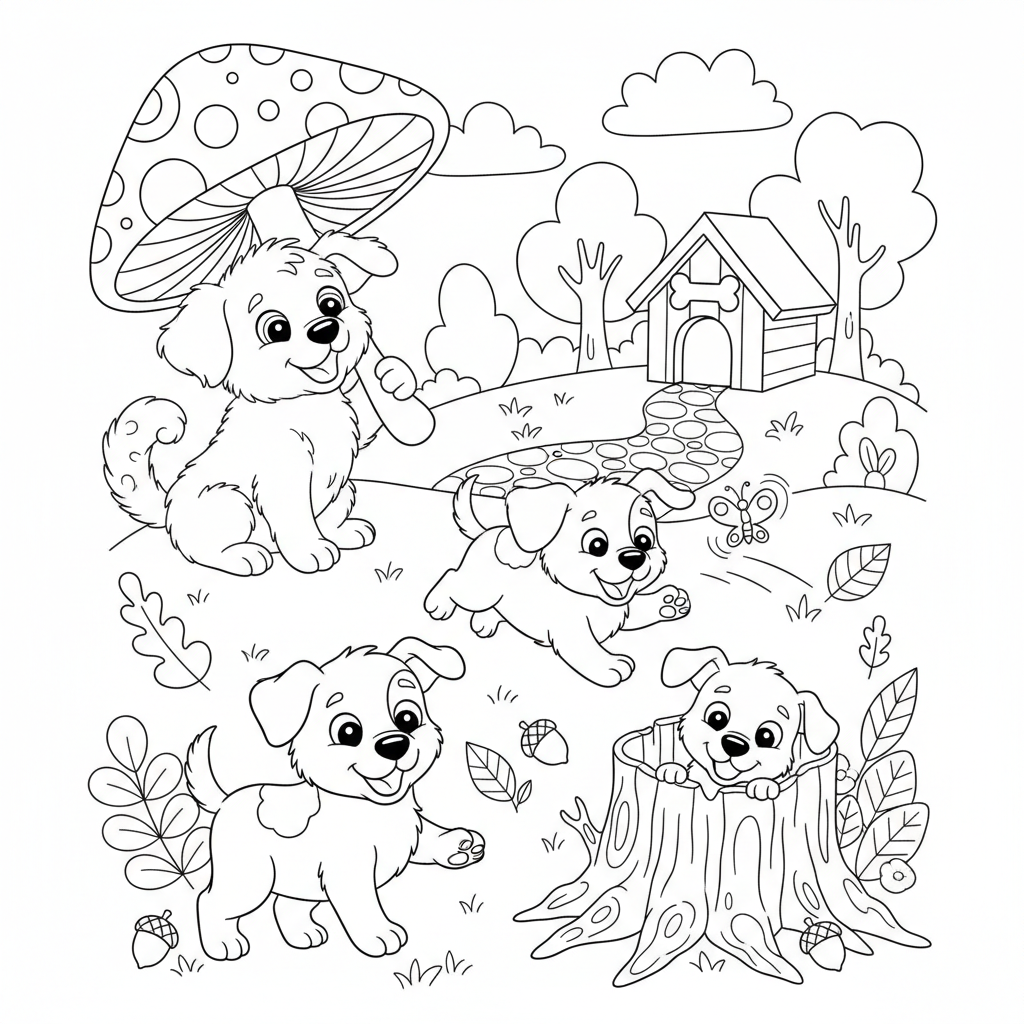 Coloriage coloriage chiots à imprimer 2