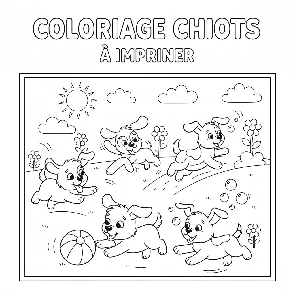 Coloriage coloriage chiots à imprimer 5