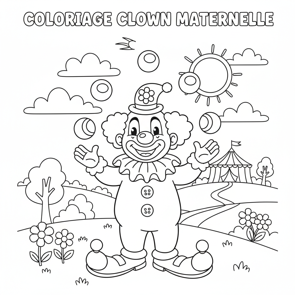 Coloriage coloriage clown maternelle 3