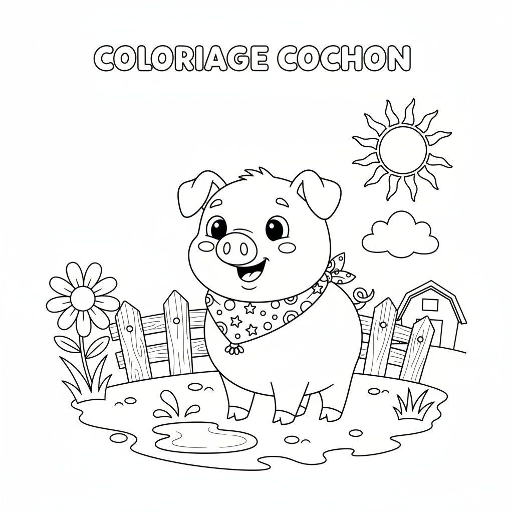 Coloriage coloriage cochon 3