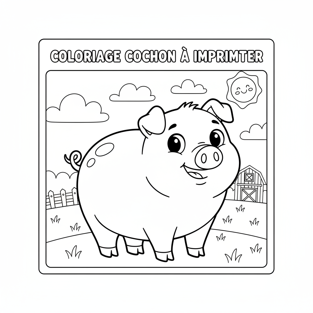 Coloriage coloriage cochon à imprimer 1