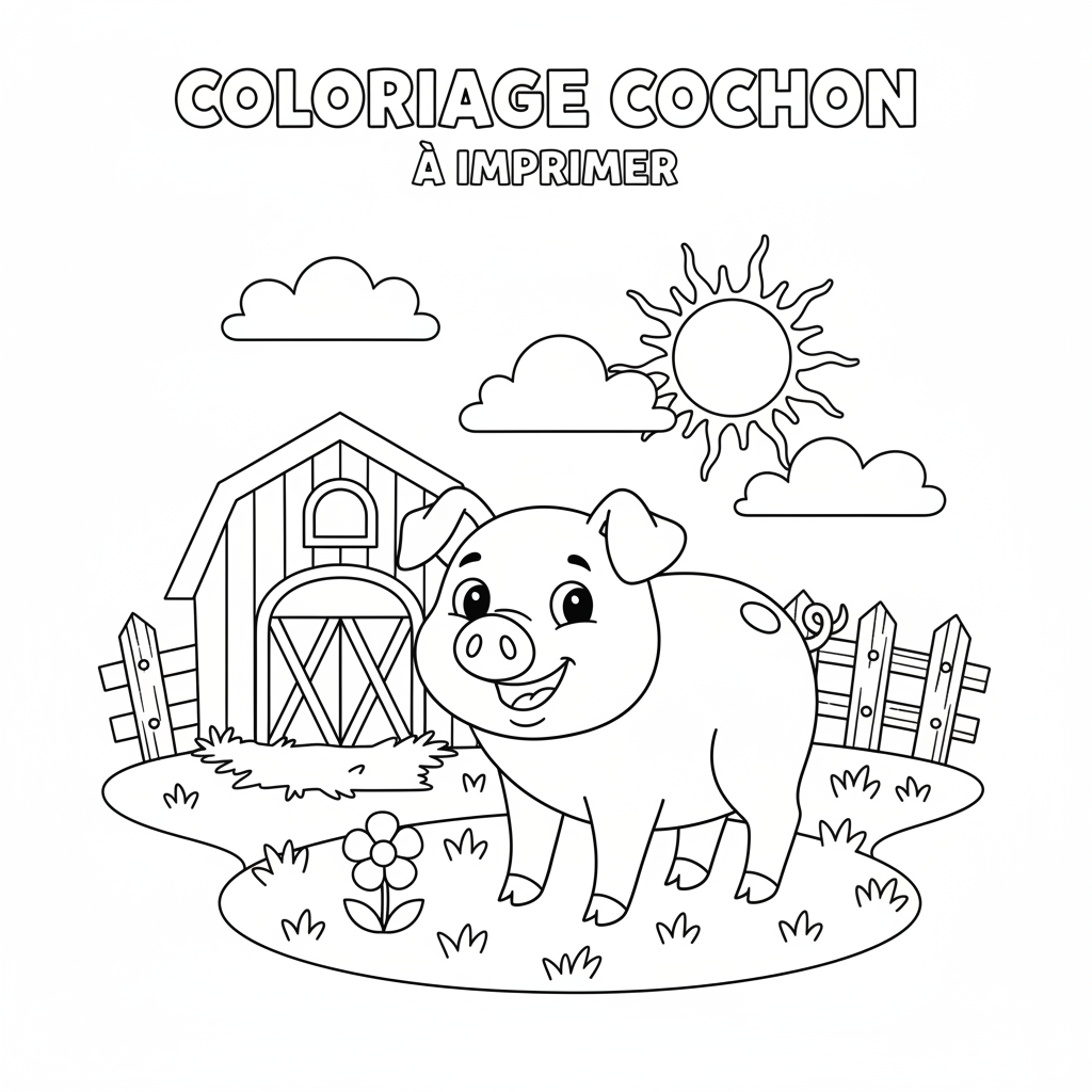 Coloriage coloriage cochon à imprimer 2