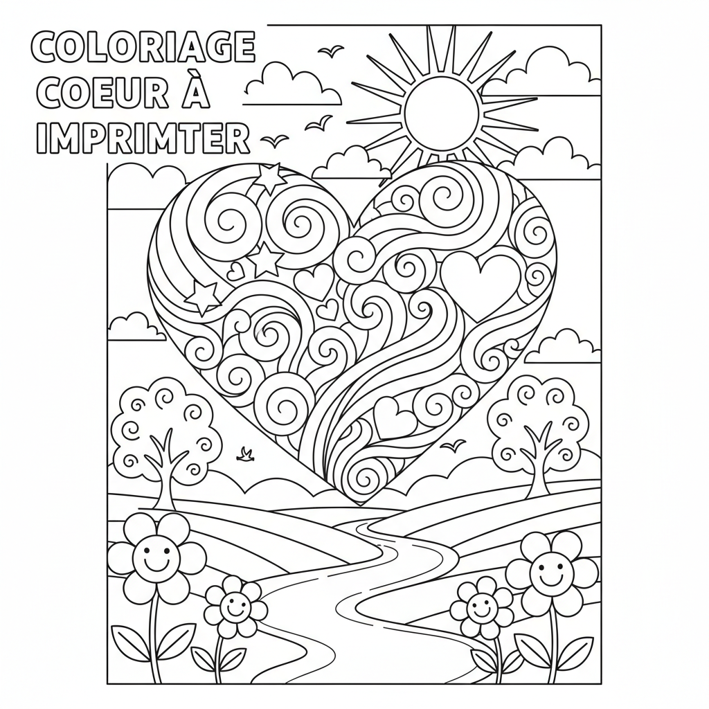 Coloriage coloriage coeur à imprimer 3