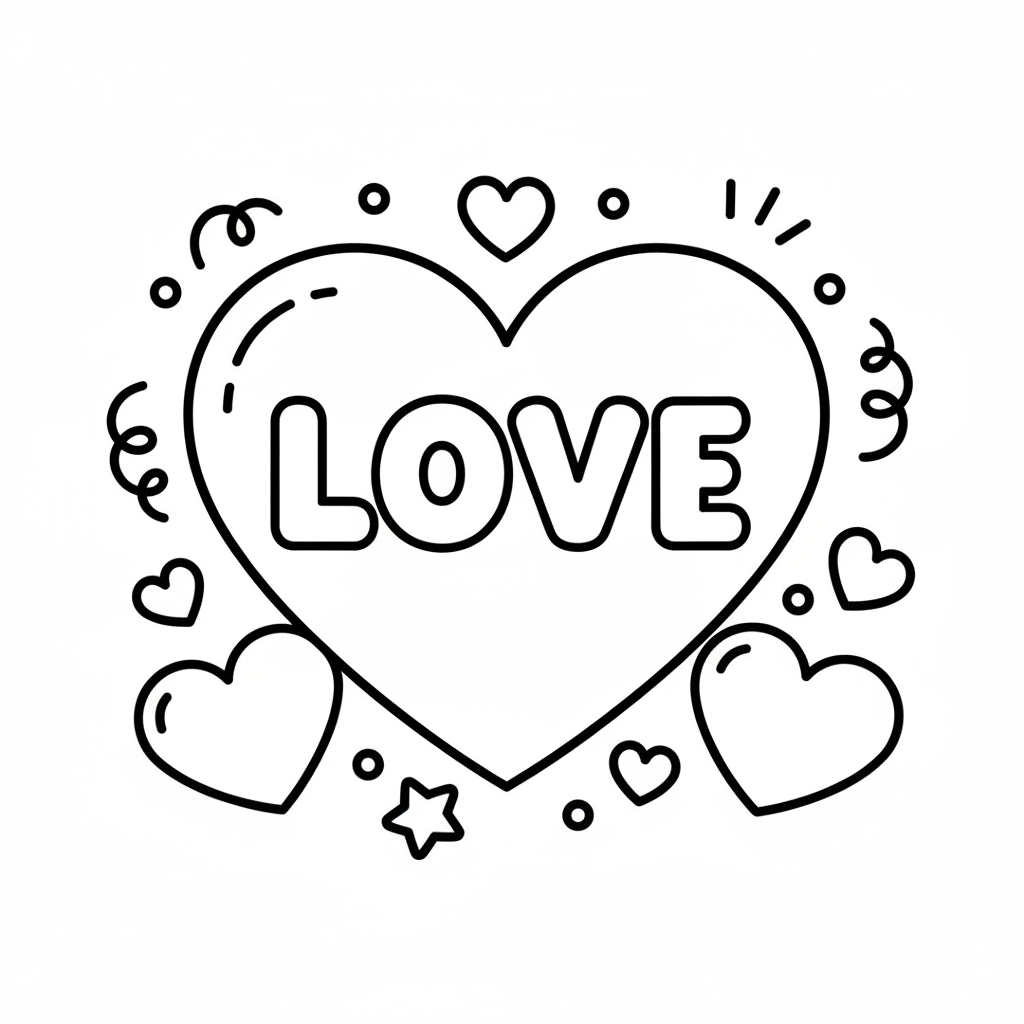 Coloriage Coeur Love Gratuit à Imprimer