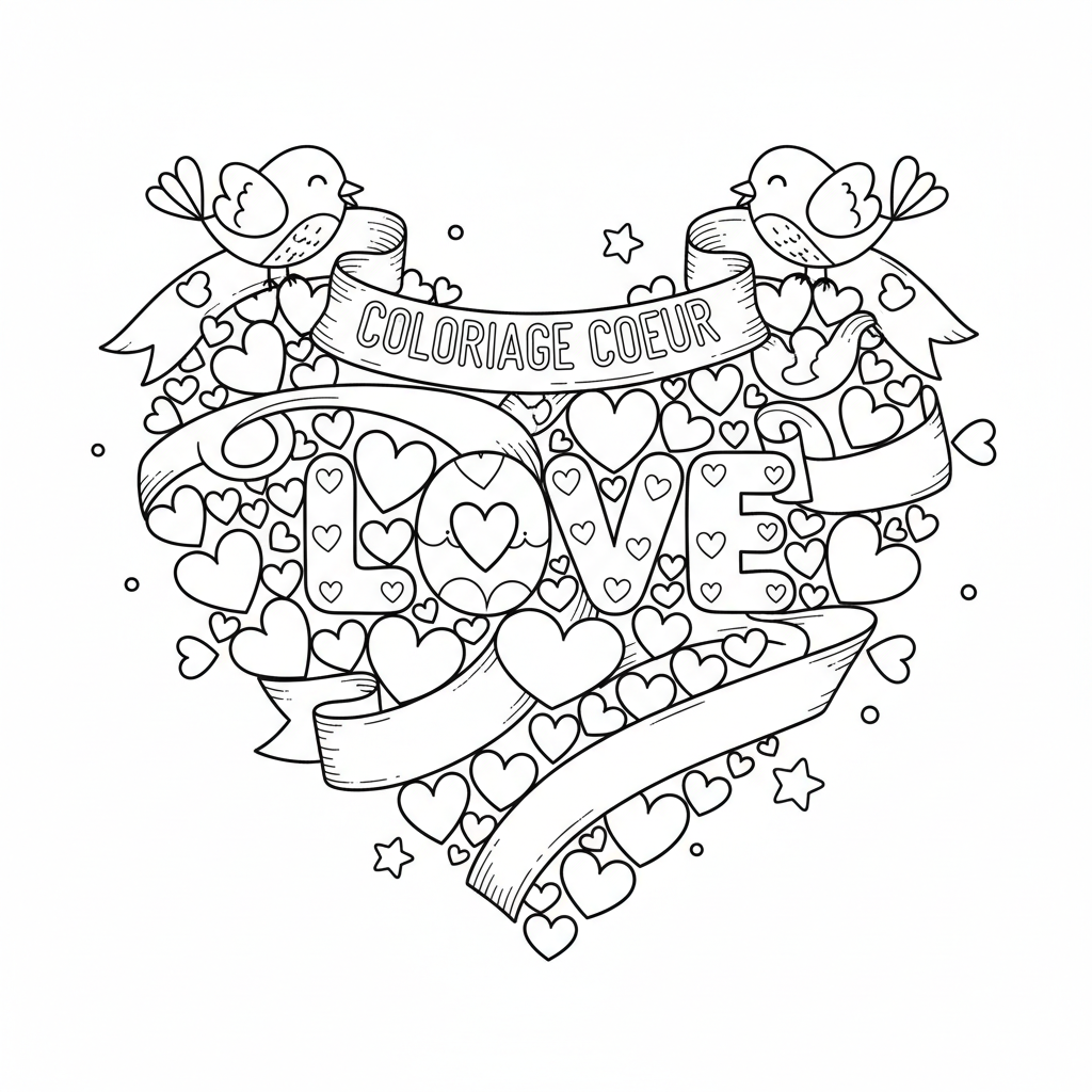 Coloriage coloriage coeur love 2