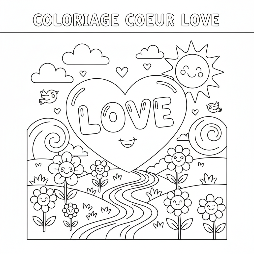 Coloriage coloriage coeur love 3