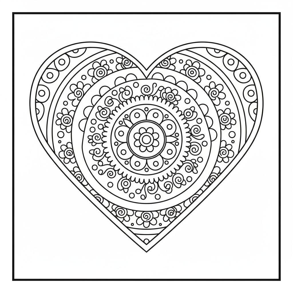 Coloriage Coeur Mandala à Imprimer Gratuit pour Enfants