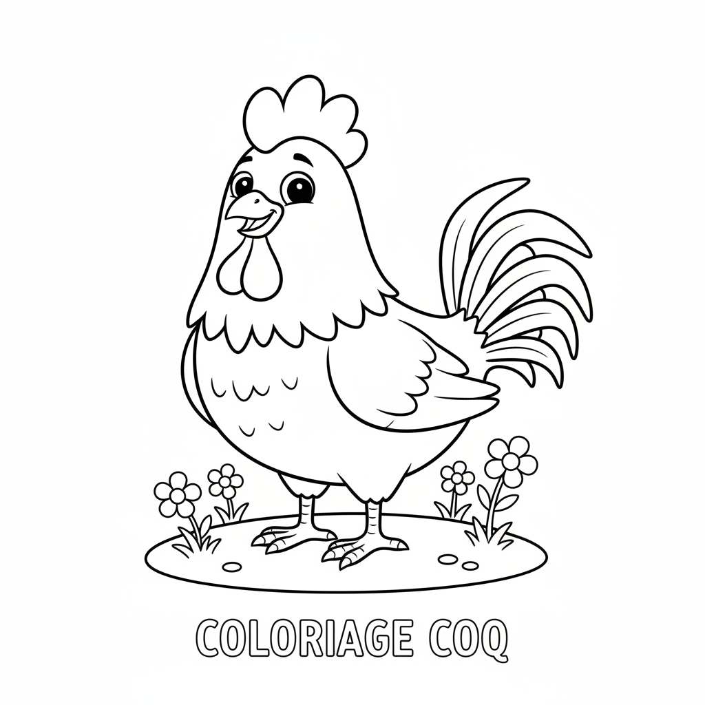 Coloriage Coq Gratuit à Imprimer pour Enfants