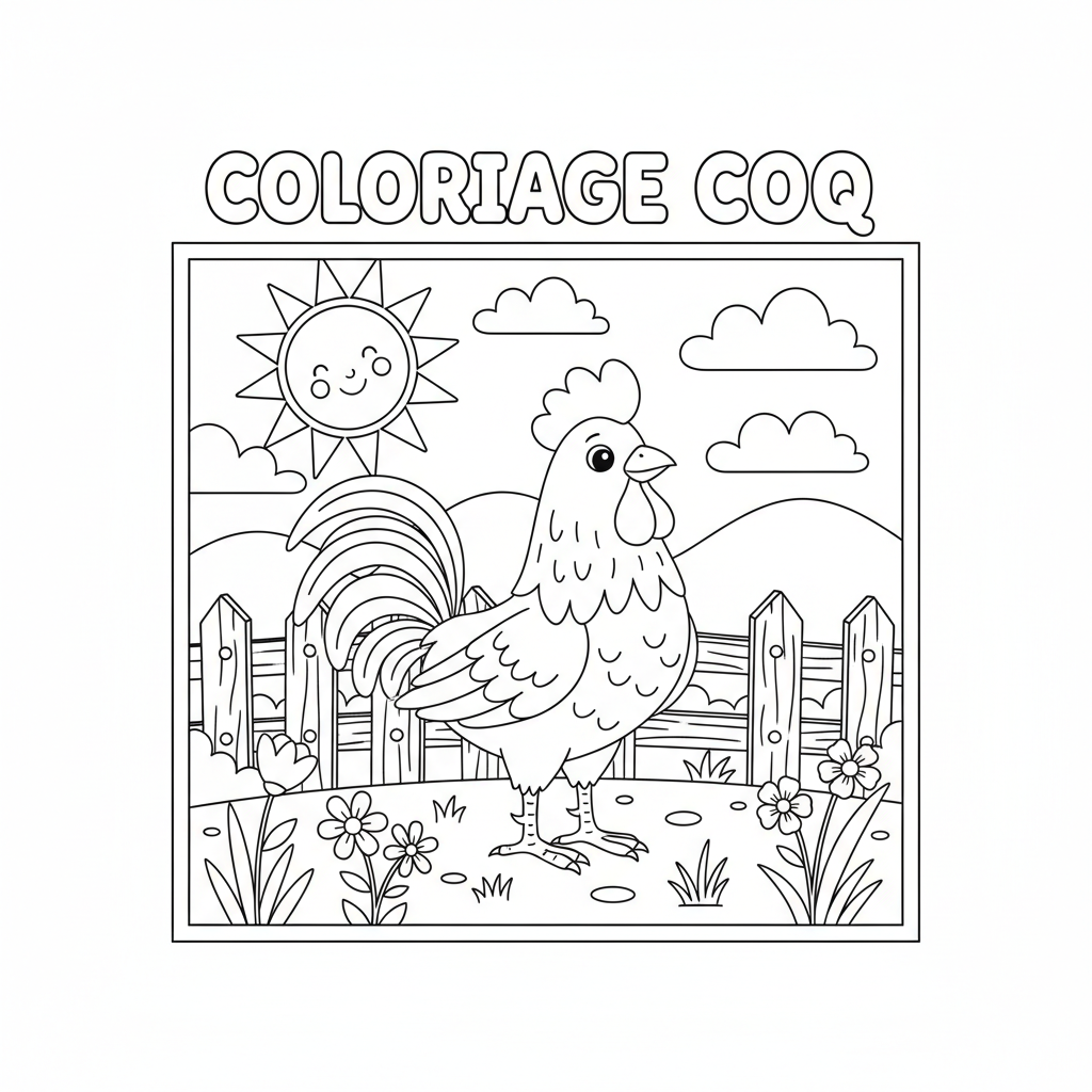 Coloriage coloriage coq 3