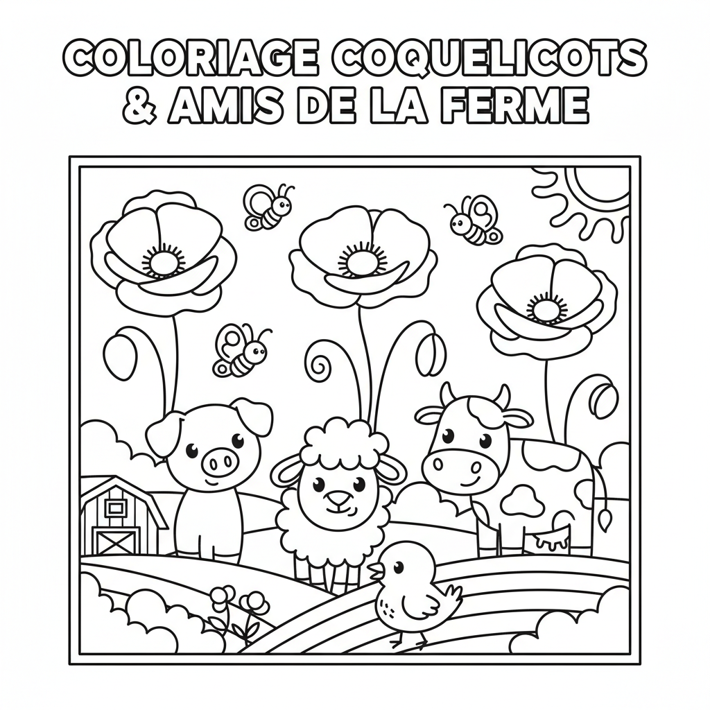 Coloriage Coquelicots Gratuit à Imprimer pour Enfants
