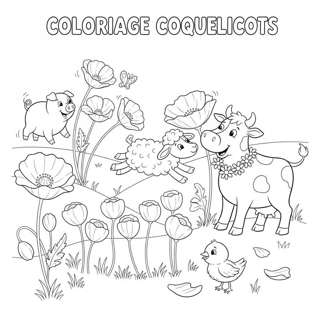 Coloriage coloriage coquelicots 5