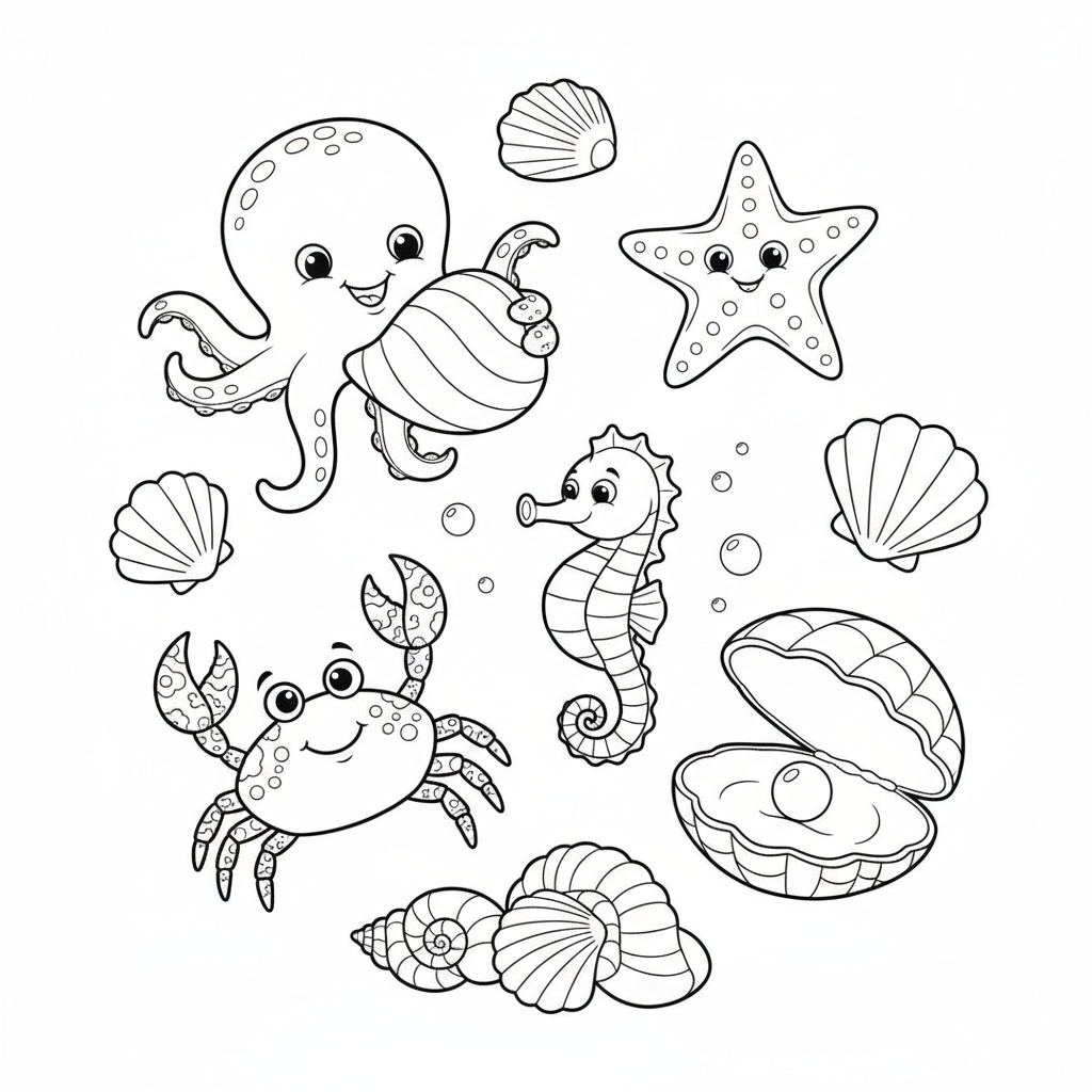 Coloriage coloriage coquillages 5