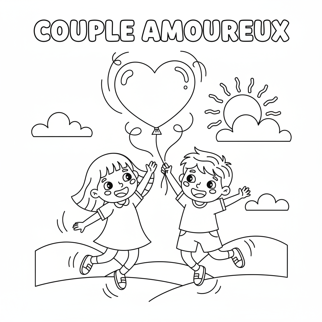 Coloriage coloriage couple amoureux 5