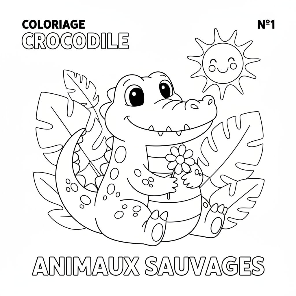 Coloriage Crocodile Gratuit à Imprimer pour Enfants