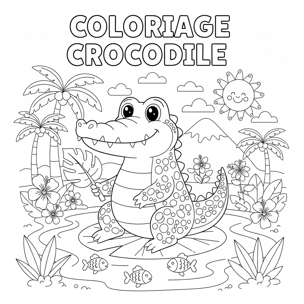 Coloriage coloriage crocodile à imprimer 2