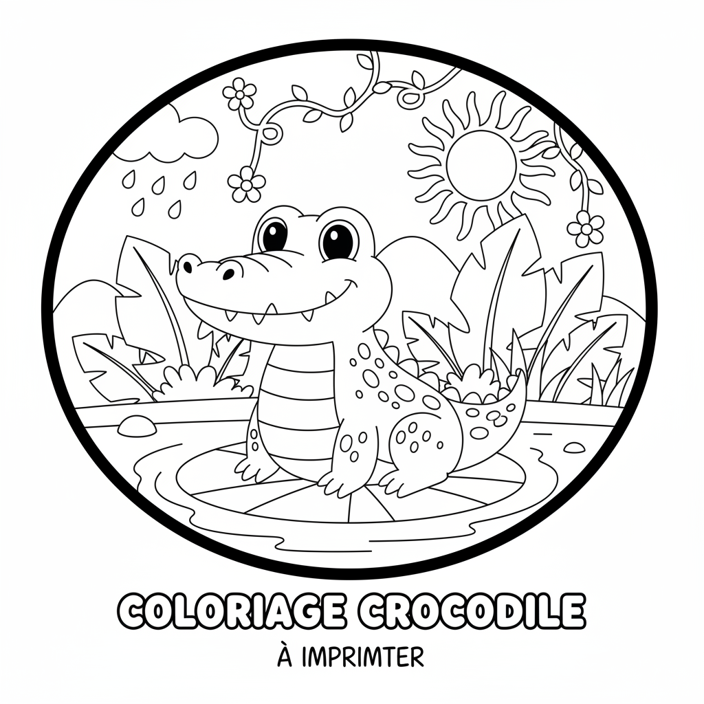 Coloriage coloriage crocodile à imprimer 3