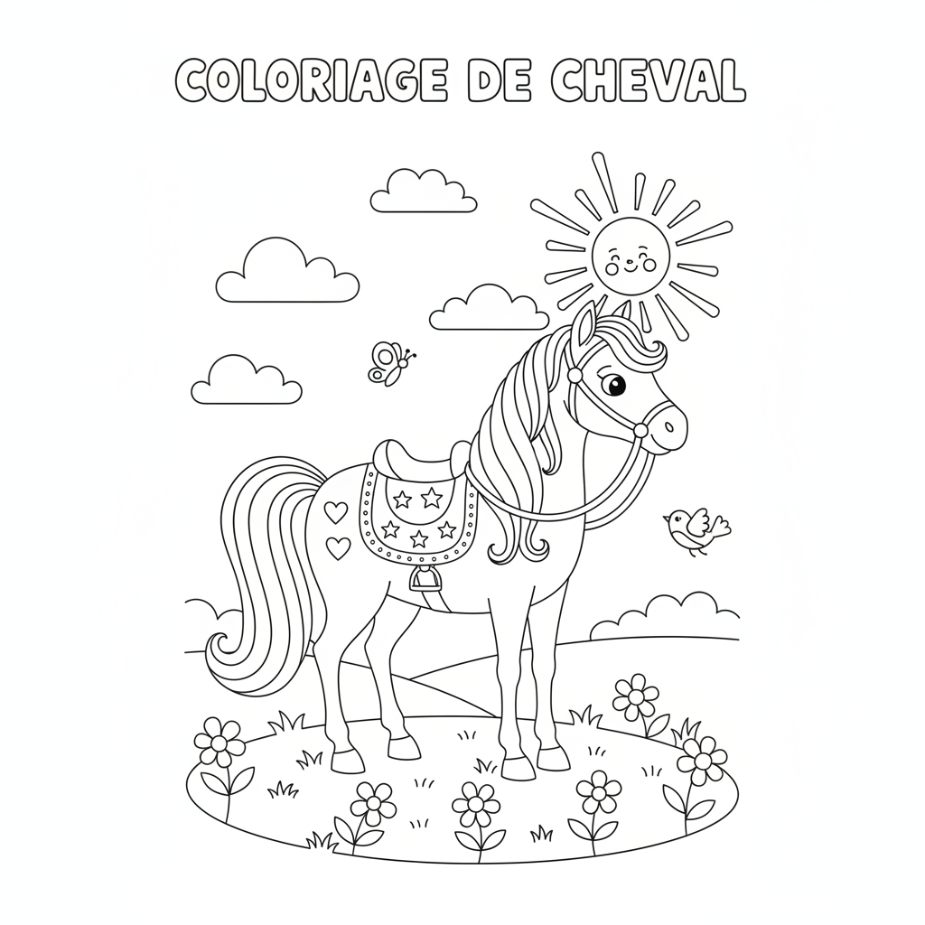 Coloriage coloriage d un cheval 2