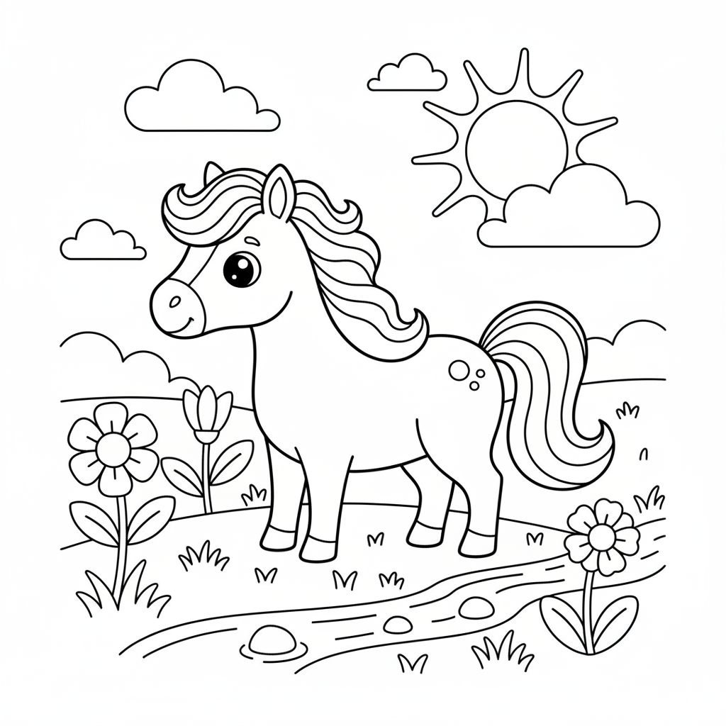 Coloriage coloriage d un cheval 3