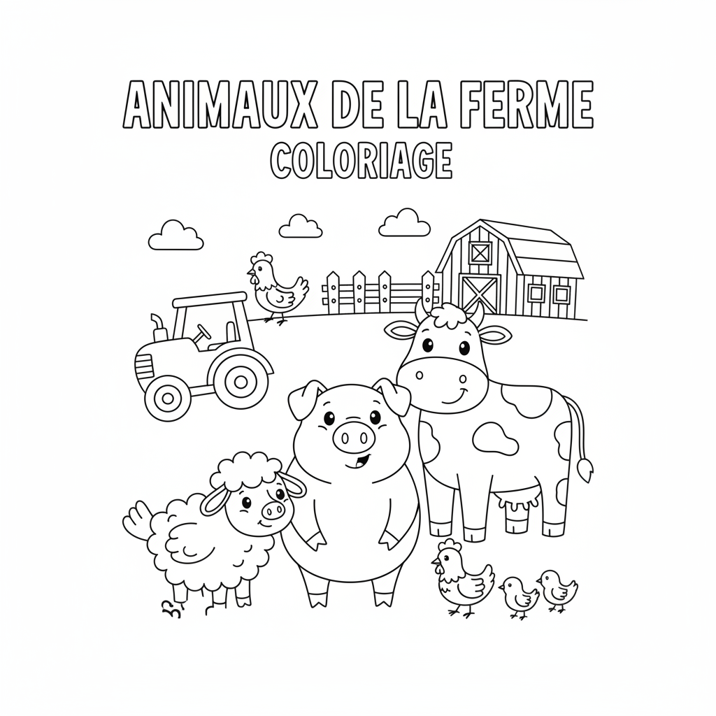 Coloriage de Animaux de la Ferme Gratuit à Imprimer