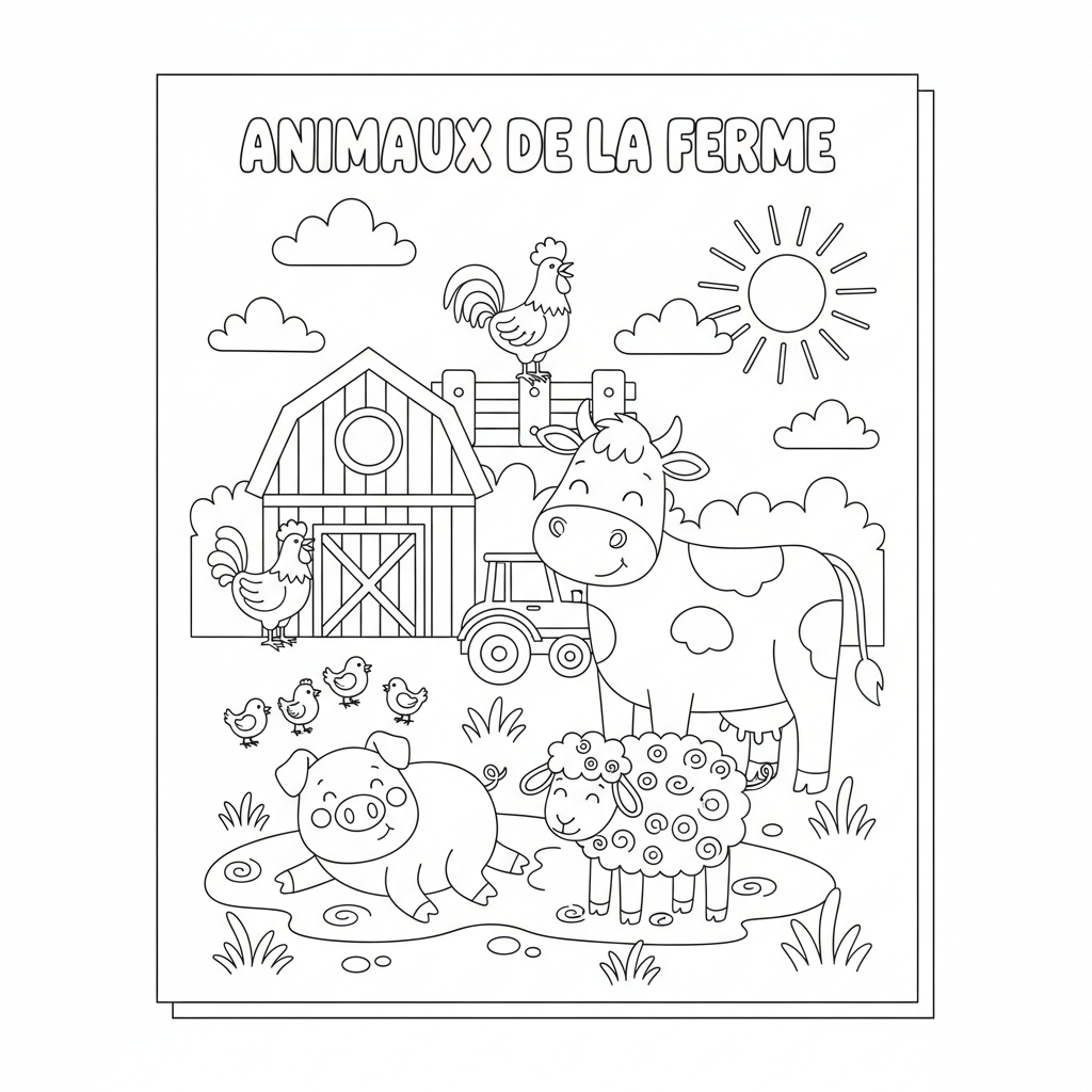 Coloriage coloriage de animaux de la ferme 2