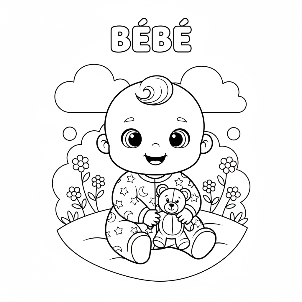 Coloriage de Bebe Gratuit à Imprimer pour Enfants