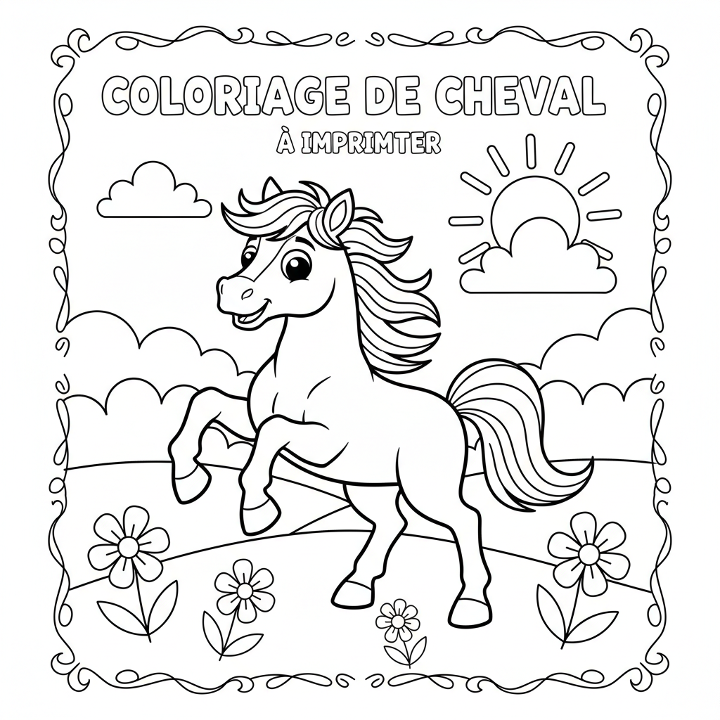 Coloriage coloriage de cheval à imprimer 5