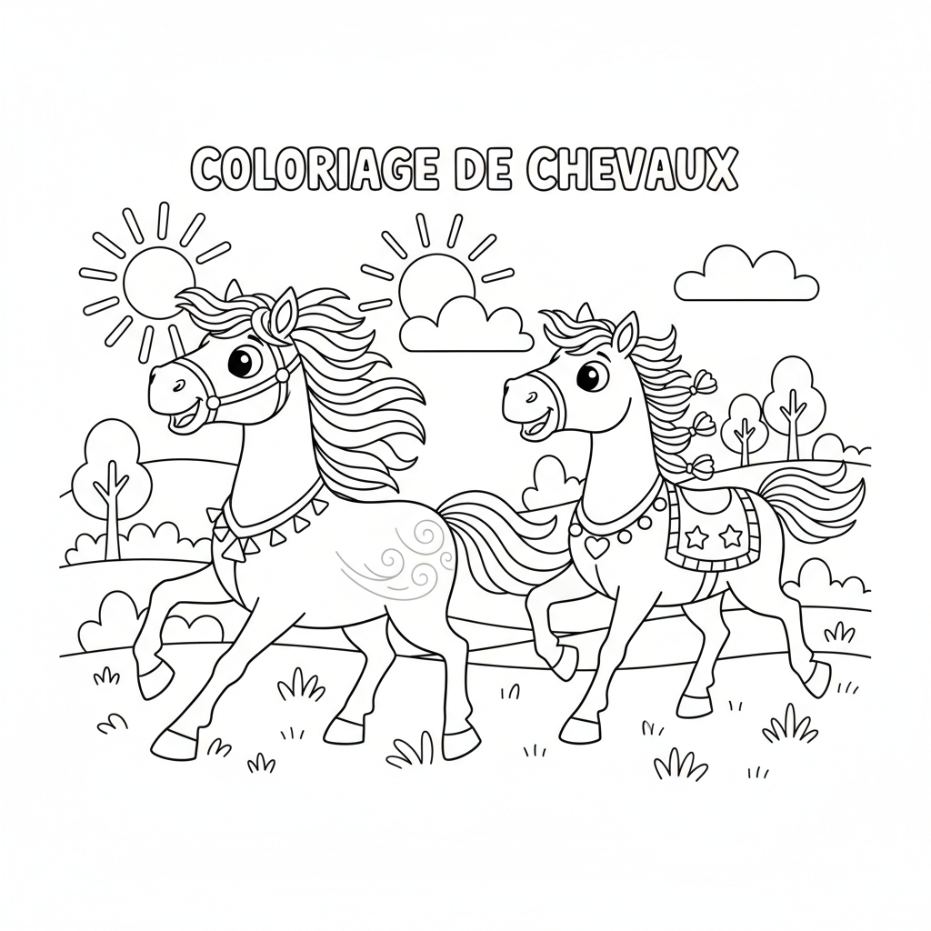 Coloriage coloriage de chevaux 2