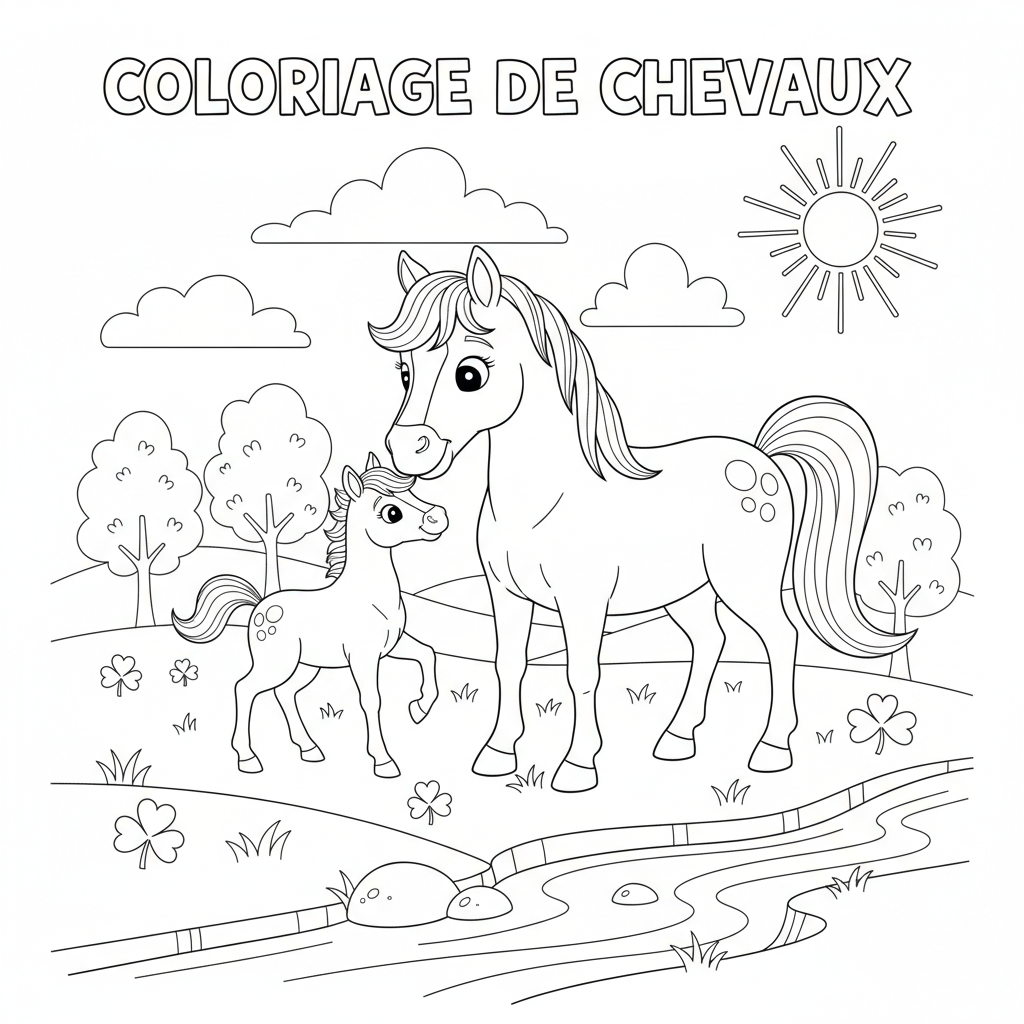 Coloriage coloriage de chevaux 3