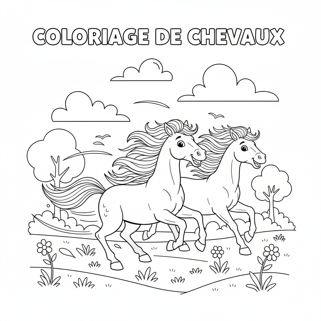 Coloriage coloriage de chevaux 5