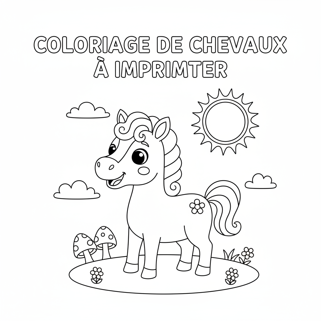 Coloriage coloriage de chevaux à imprimer 1