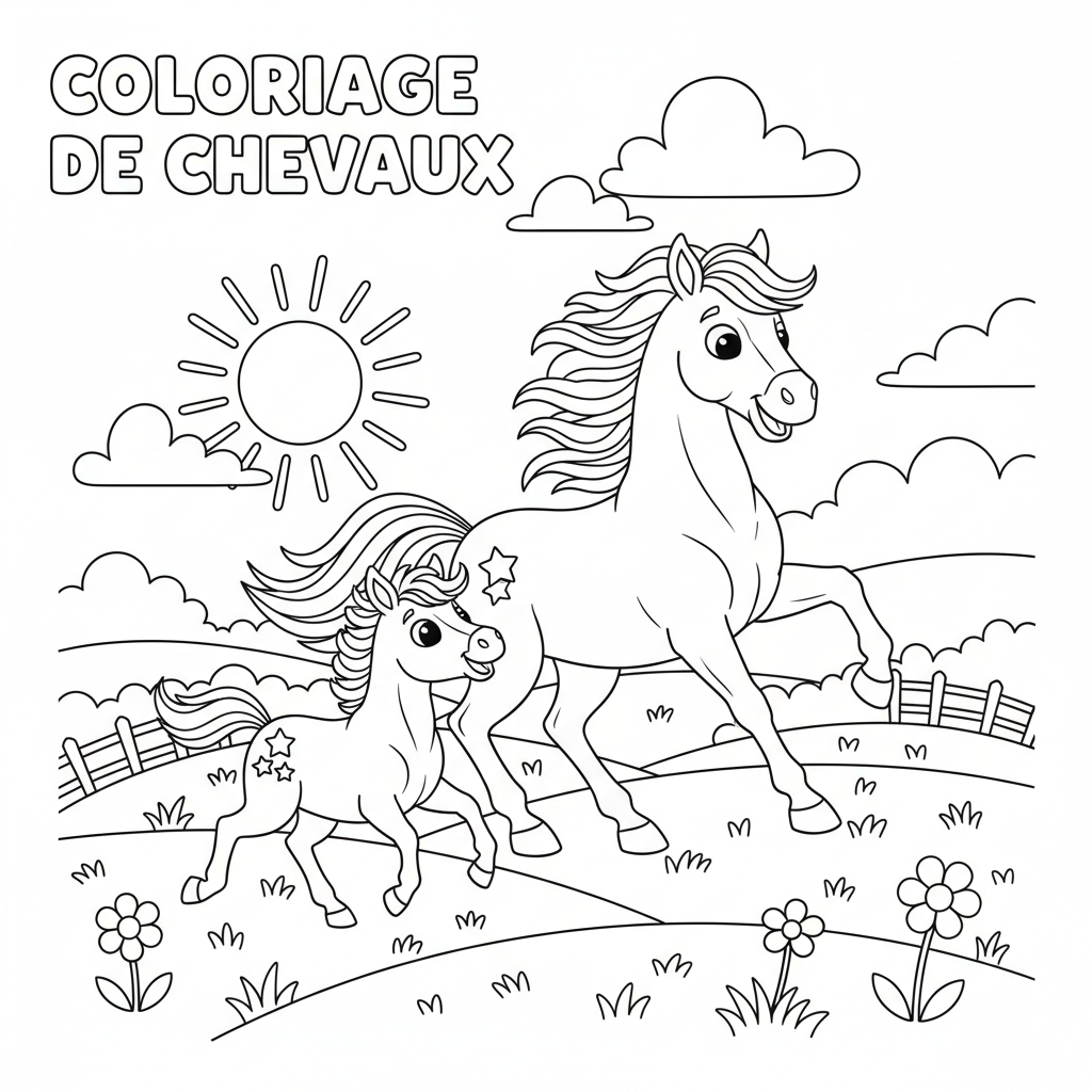 Coloriage coloriage de chevaux à imprimer 5