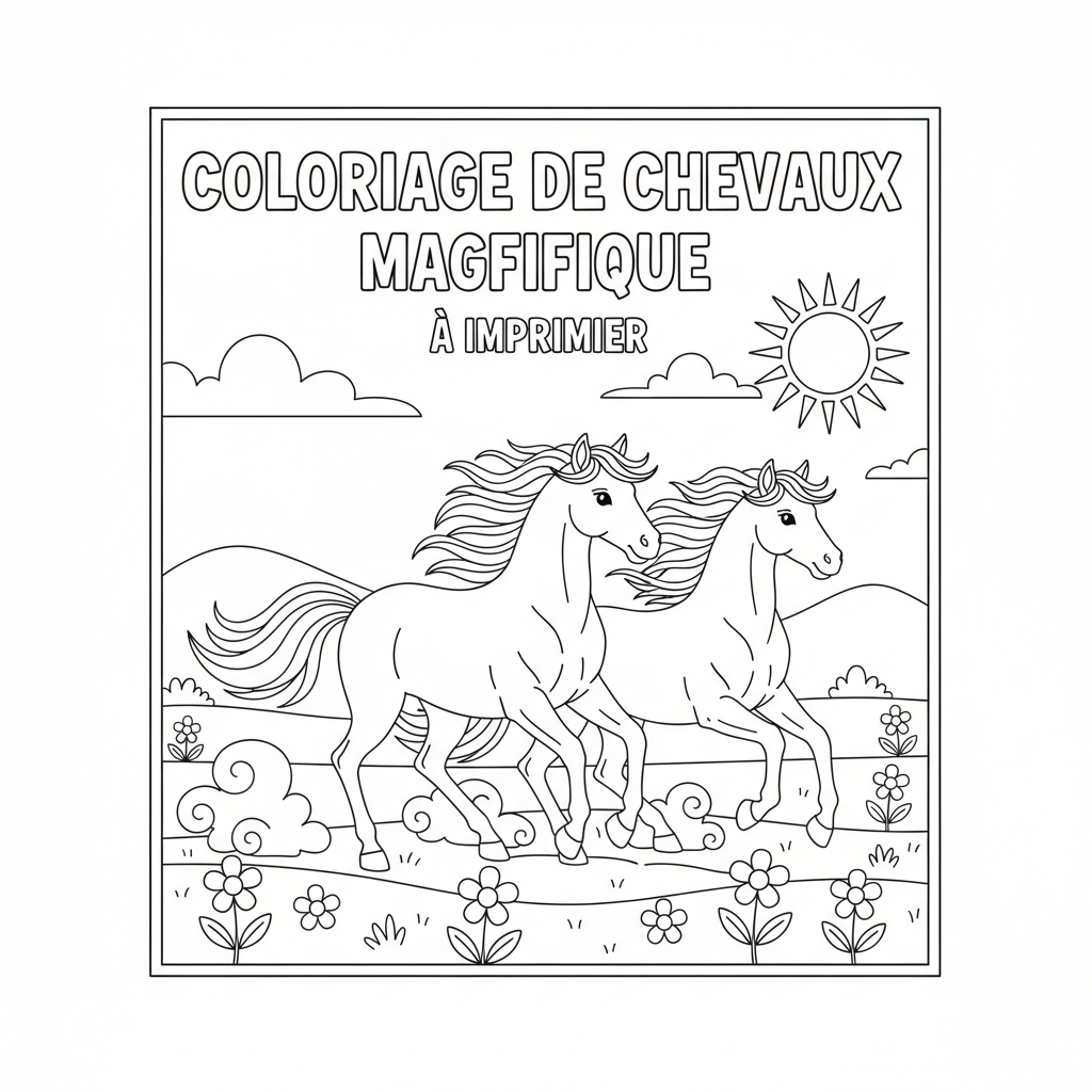 Coloriage coloriage de chevaux magnifique à imprimer 5