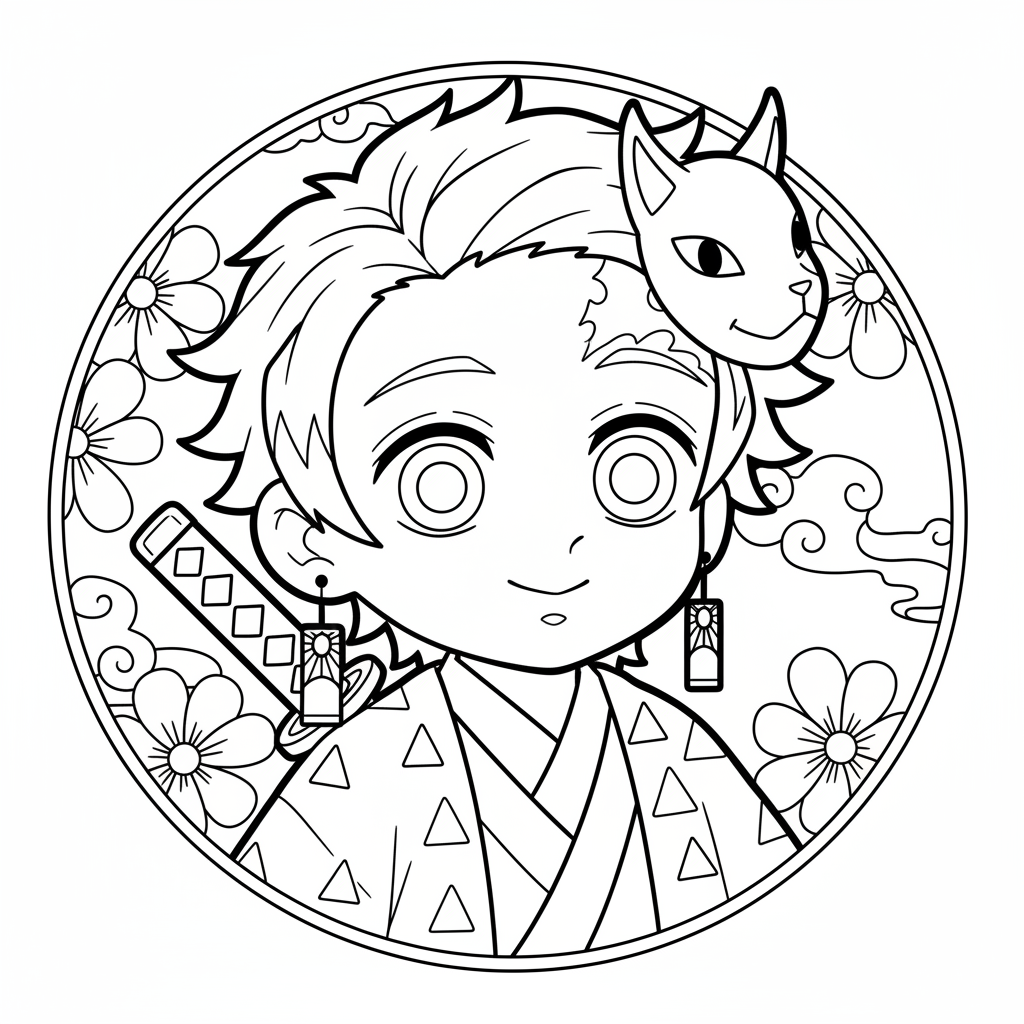 Coloriage coloriage de demon slayer 4