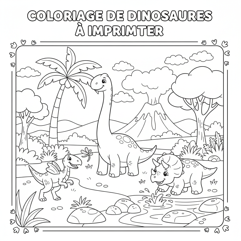 Coloriage coloriage de dinosaures à imprimer 3