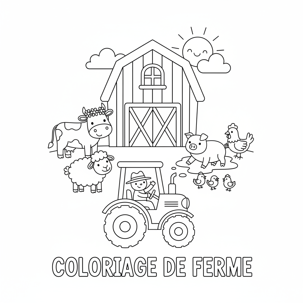 Coloriage Coloriage De Ferme Gratuit à Imprimer