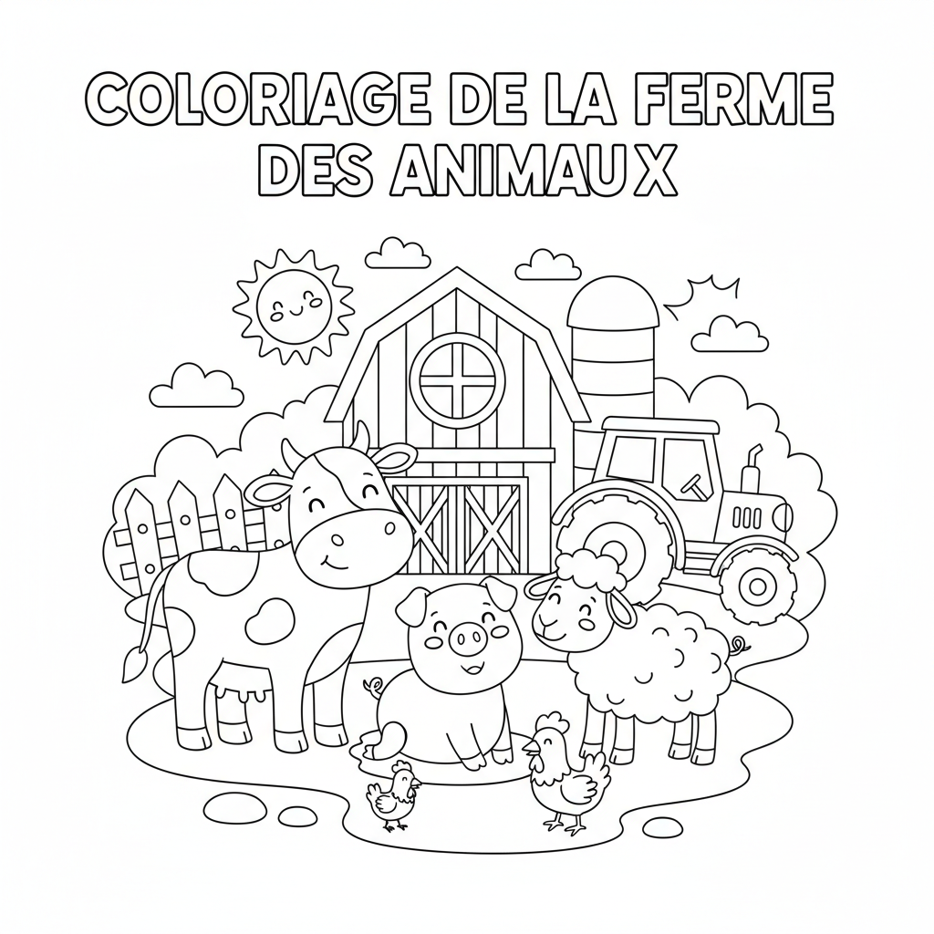 Coloriage Coloriage De La Ferme Des Animaux Gratuit à Imprimer