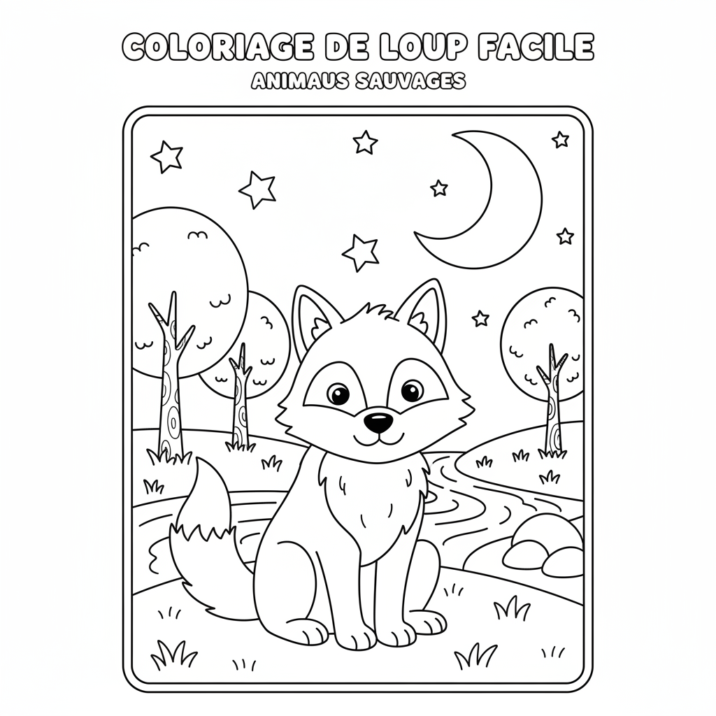 Coloriage coloriage de loup facile 3