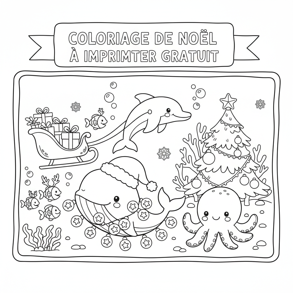 Coloriage De Noel A Imprimer Gratuit Animaux de la Mer