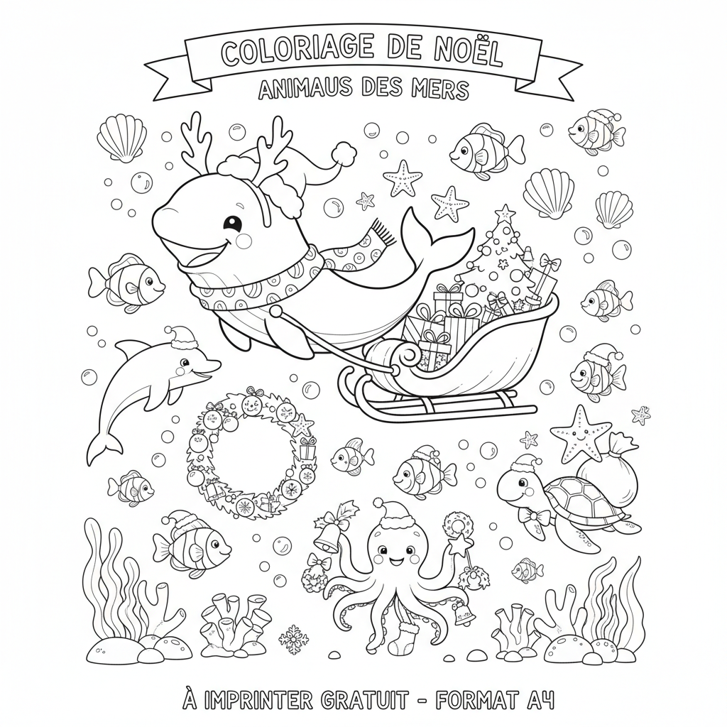 Coloriage coloriage de noël à imprimer gratuit format a4 5