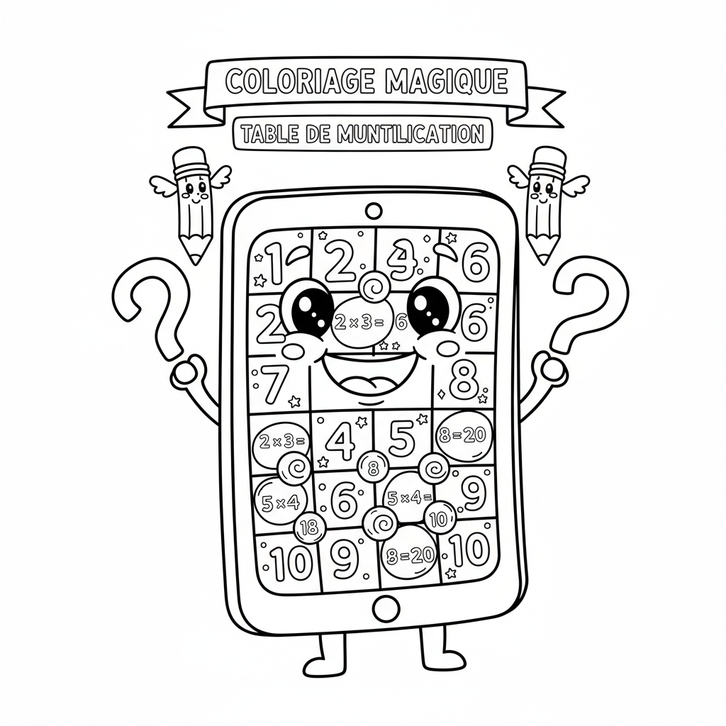 Coloriage coloriage de table de multiplication 4