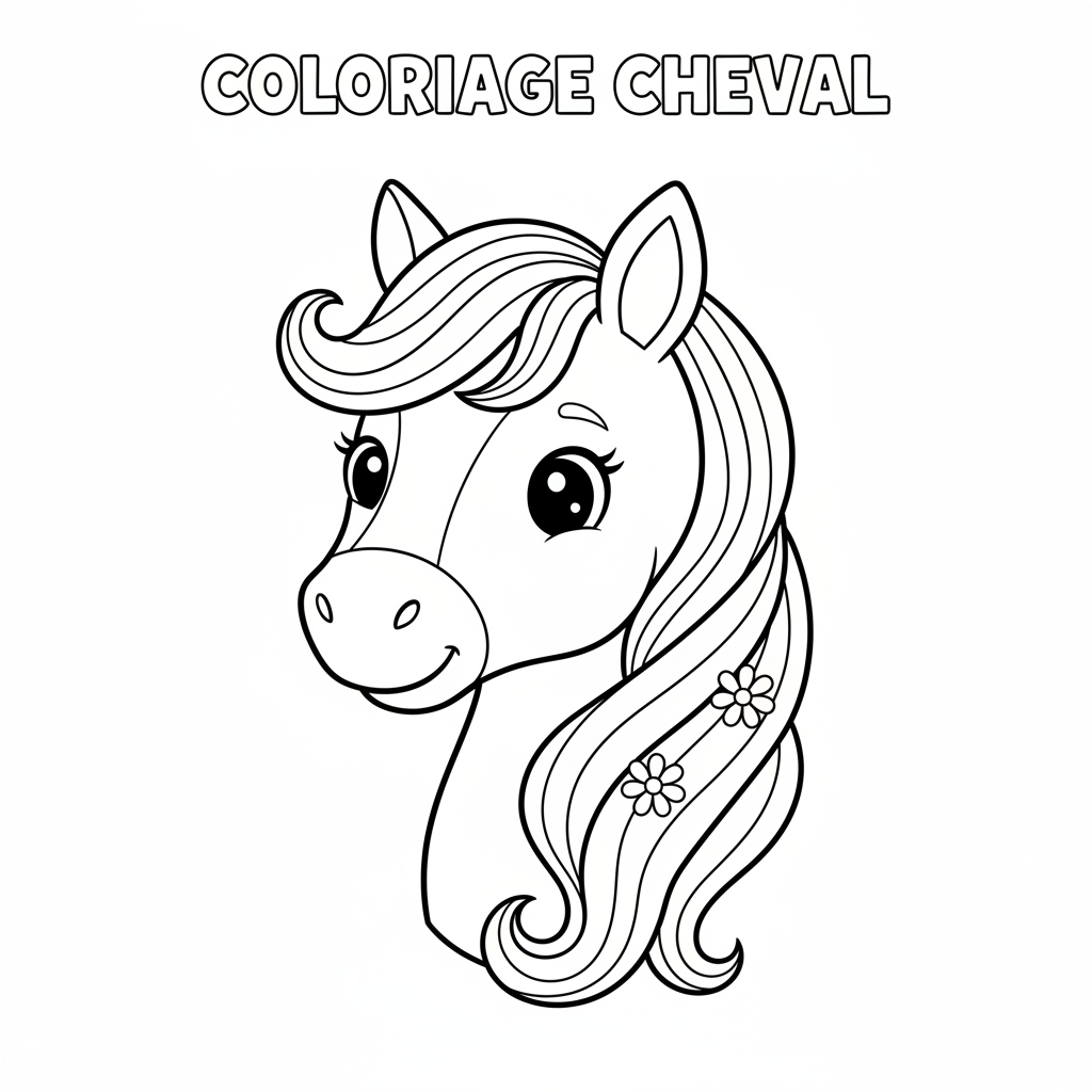 Coloriage coloriage de tete de cheval