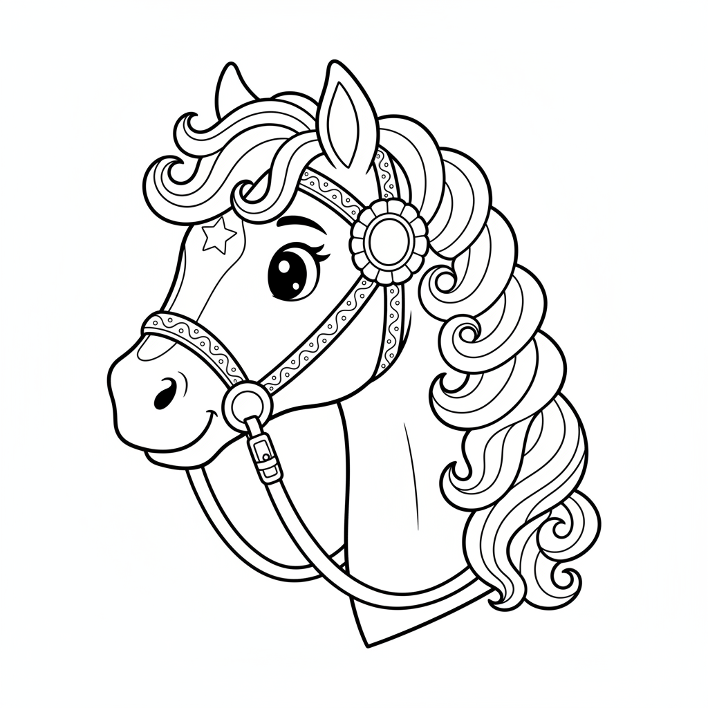Coloriage coloriage de tete de cheval 2
