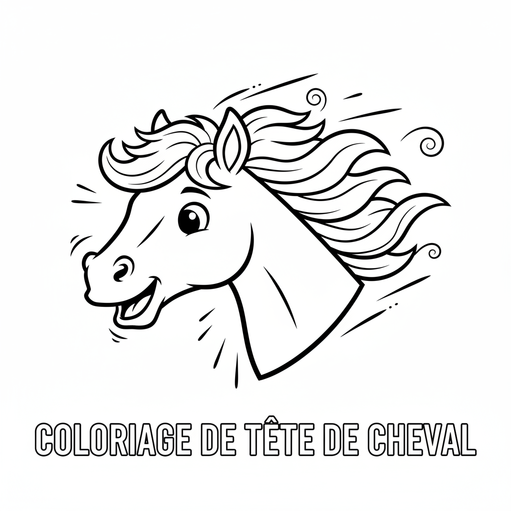 Coloriage coloriage de tete de cheval 5