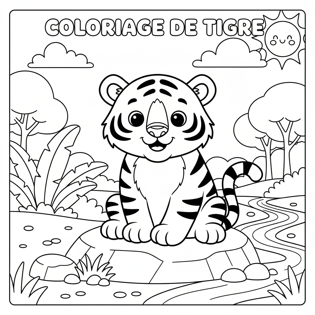 Coloriage coloriage de tigre 3