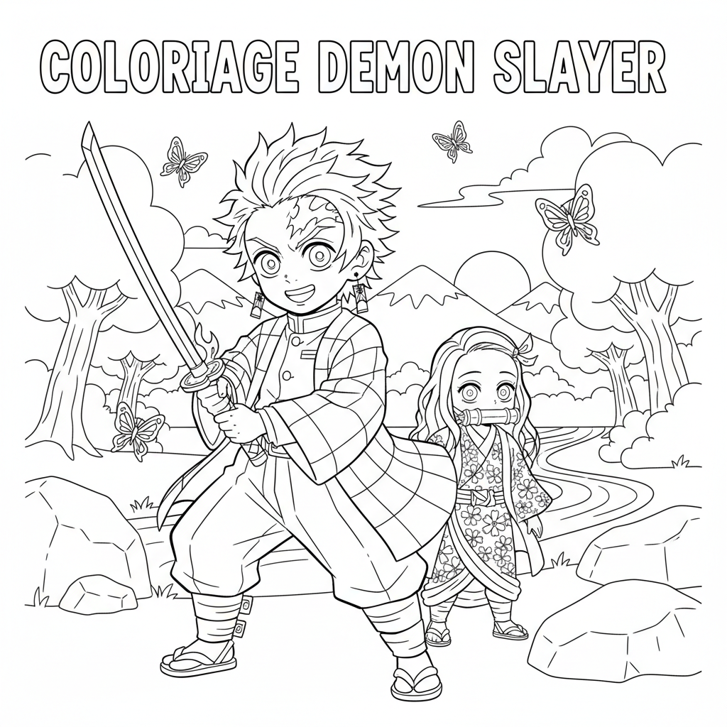 Coloriage coloriage demon slayer à imprimer 3