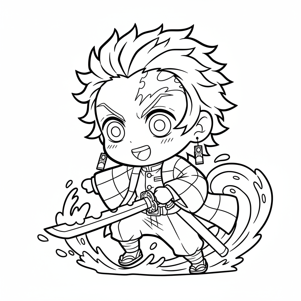 Coloriage coloriage demon slayer chibi
