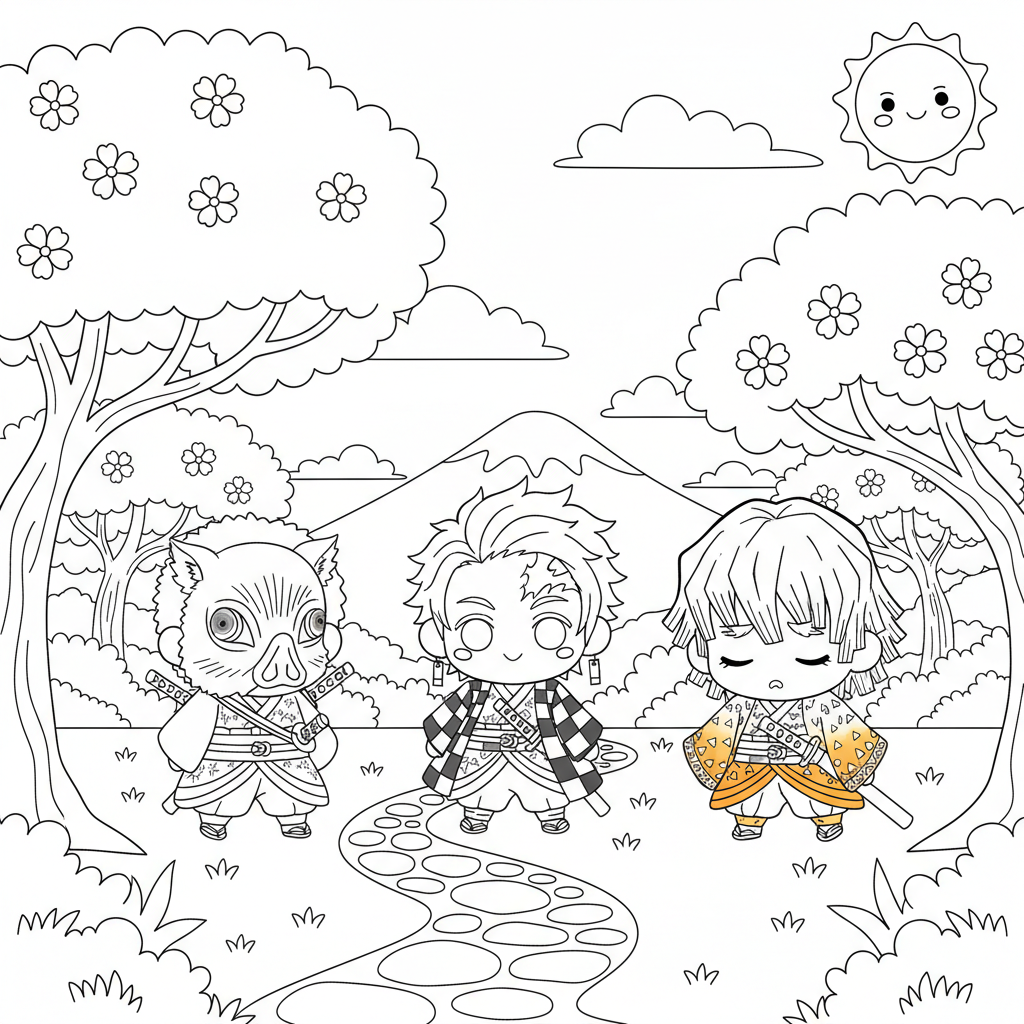 Coloriage coloriage demon slayer chibi 3