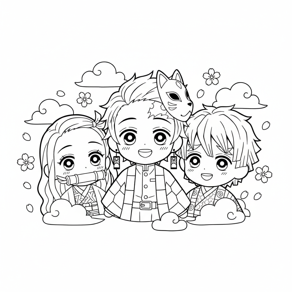 Coloriage coloriage demon slayer chibi 4