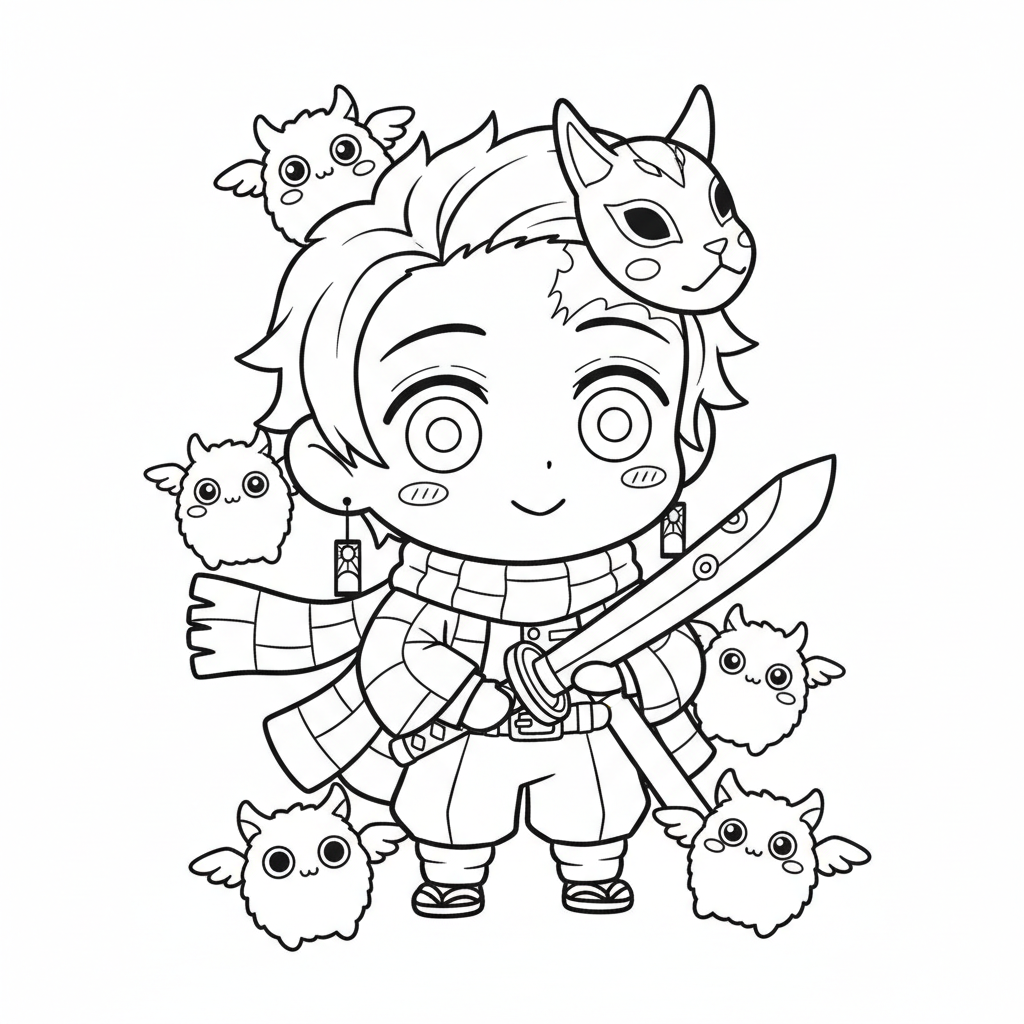 Coloriage coloriage demon slayer kawaii