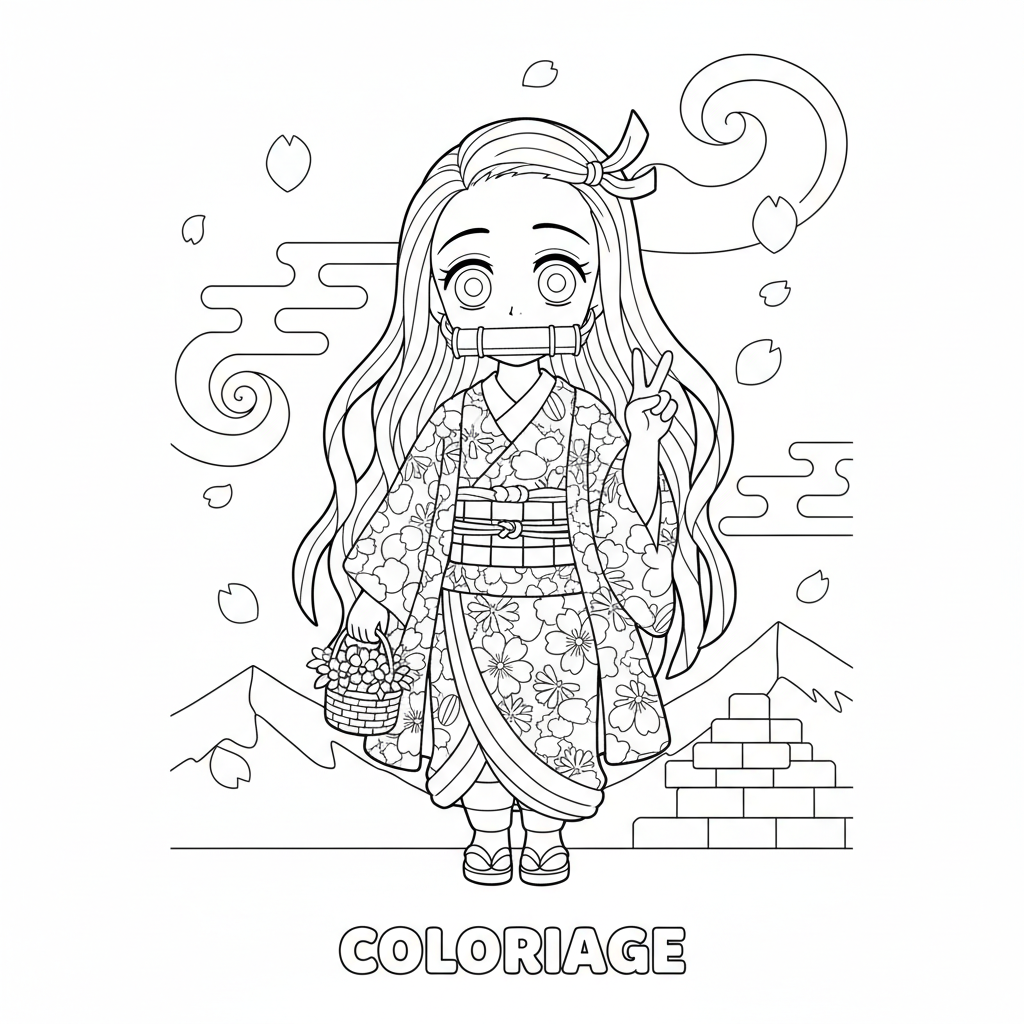Coloriage coloriage demon slayer nezuko 2